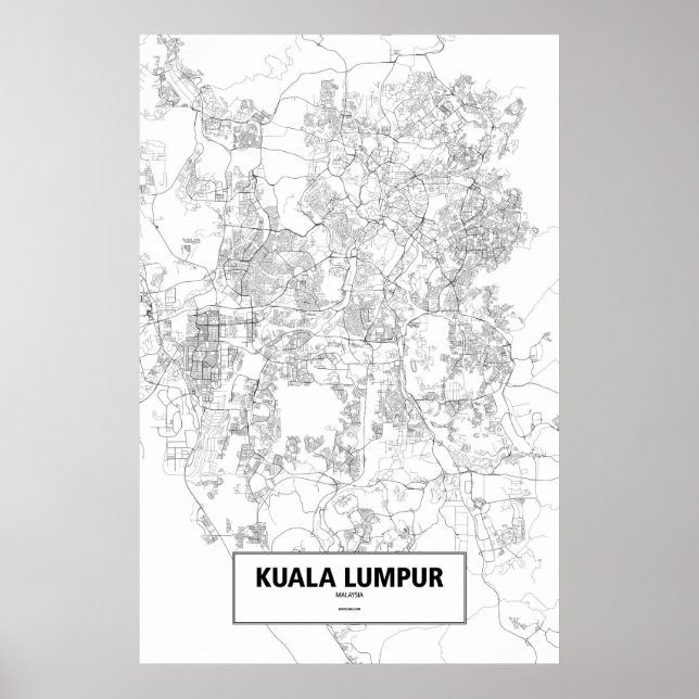 Kuala Lumpur, Malaysia (black on white) Poster (Front)