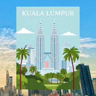 Kuala Lumpur Malaysia Petronas Towers Modern Postcard