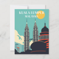 Kuala Lumpur Malaysia Retro Cityscape 