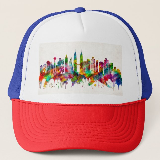 Kuala Lumpur Malaysia Skyline Trucker Hat (Front)