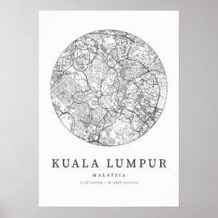 Kuala Lumpur Malaysia Street Layout Map Poster