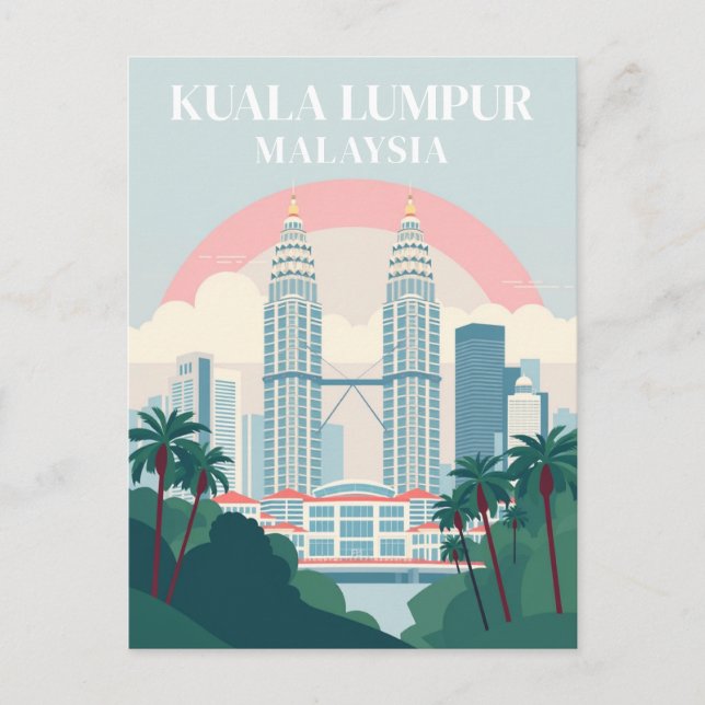 Kuala Lumpur Malaysia Vintage Cityscape Travel Postcard (Front)