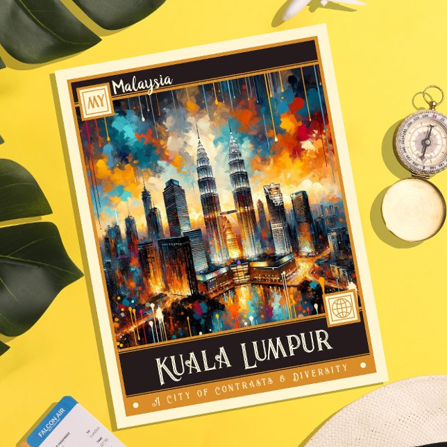Kuala Lumpur, Malaysia | Vintage Painting Postcard (Creator Uploaded)