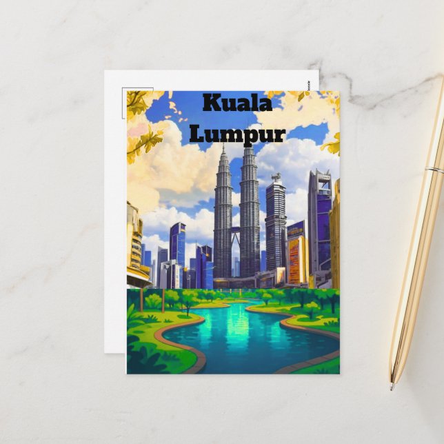 Kuala Lumpur Postcard, Personalized Postcard Kuala (Front/Back In Situ)