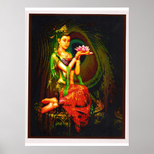 Kuan Yin and the Peacock Feather Poster