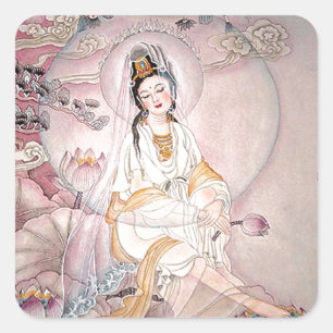 Kuan Yin; Buddhist Goddess Of Compassion Square Sticker