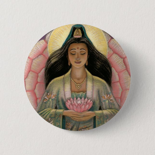 Kuan Yin Goddess of Compassion 2 Inch Round Button (Front)
