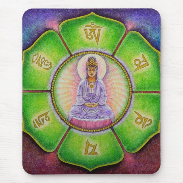 Kuan Yin "Om Mani Padme Hum" Mousepad (Front)
