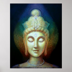 Kuan Yin Rainbow Aura Spiritual Goddess Art Poster