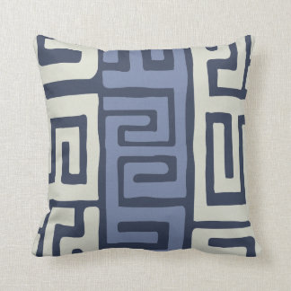 Kuba Cloth Inspired Cool Earth Colours Geometric Throw Pillow