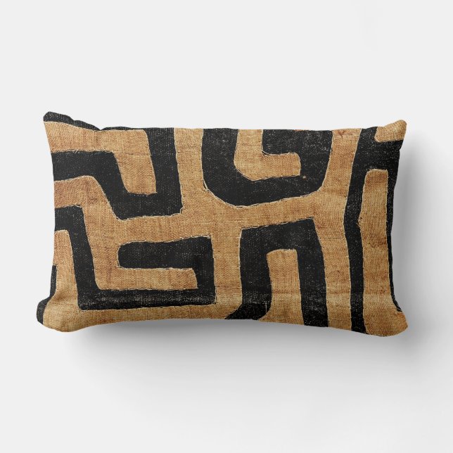 Kuba Cloth Pillow, 8/18 Lumbar Darker Pillow (Front)