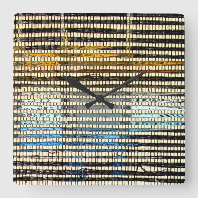 Kuba Cloth Print  Square Wall Clock (Front)