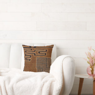 Kuba Cloth Print Throw Pillow