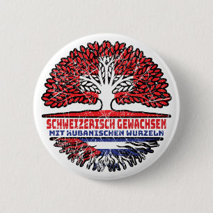 Kuba Kubanisch Schweizer Schweiz Baum Wurzel 2 Inch Round Button