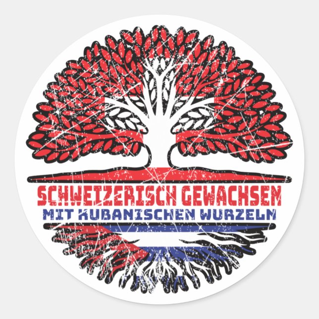 Kuba Kubanisch Schweizer Schweiz Baum Wurzel Classic Round Sticker (Front)