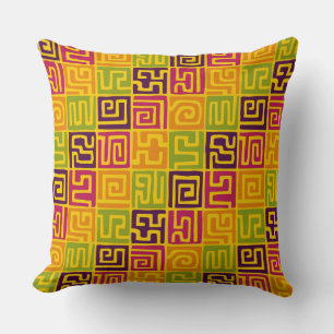 Kuba Style Pattern 071019 - Colours Throw Pillow