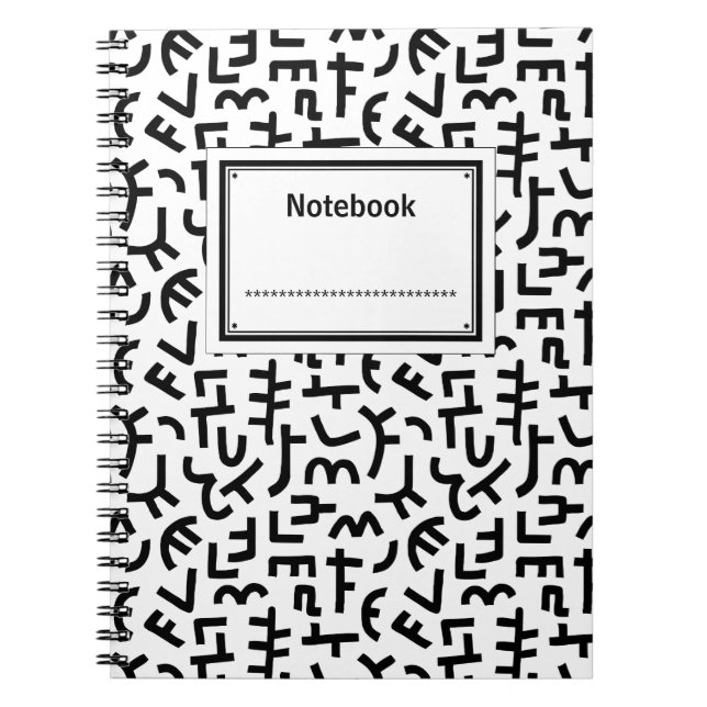 Kuba Style Pattern 121019 - Black on White Notebook (Front)