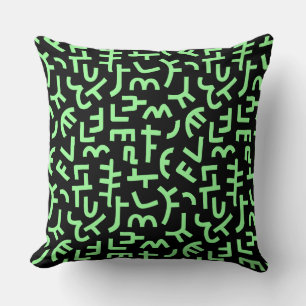 Kuba Style Pattern 121019 - Mint Green on Black Throw Pillow