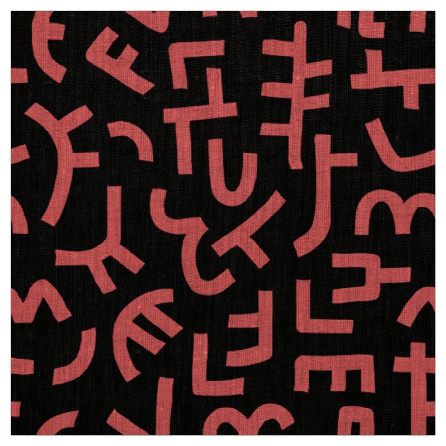 Kuba Style Pattern 121019 - Tropical Pink on Black Fabric (Swatch)
