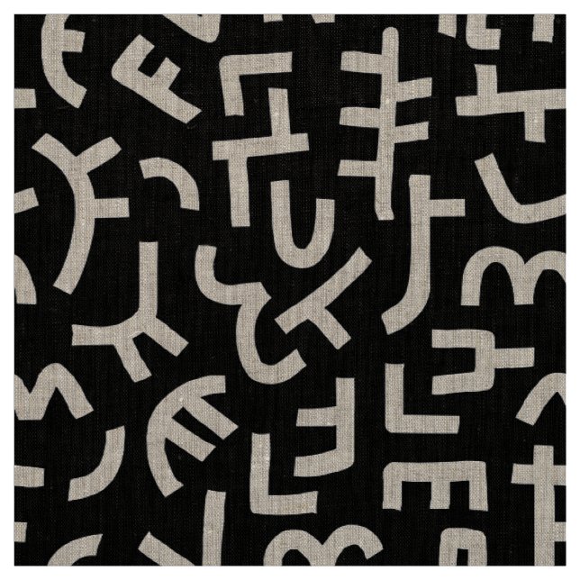 Kuba Style Pattern 121019 - White and Black Fabric (Swatch)