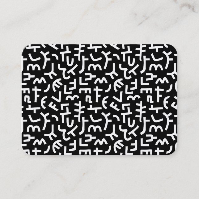 Kuba Style Pattern 121019 - White on Black Business Card (Front)