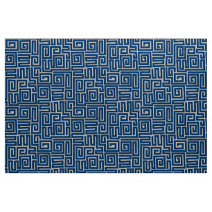 Kuba Style Pattern 280922 - Shibori Blue on White Fabric