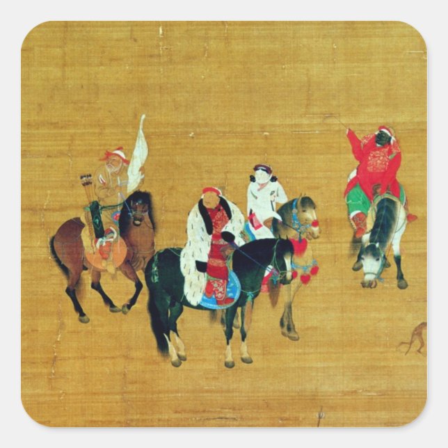 Kublai Khan  Hunting, Yuan dynasty Square Sticker (Front)