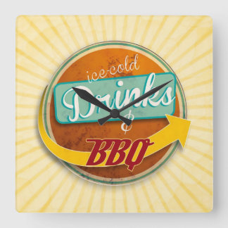 Küchenuhr im 50er-Jahre-Style Square Wall Clock