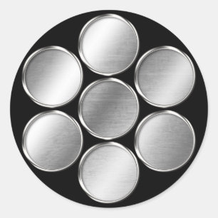 Kuki Clan Kamon Silver Chrome Classic Round Sticker