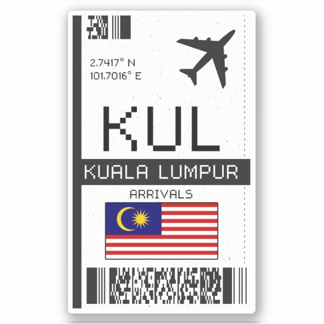 KUL Kuala Lumpur Boarding Pass - Malaysia Airport (Front)