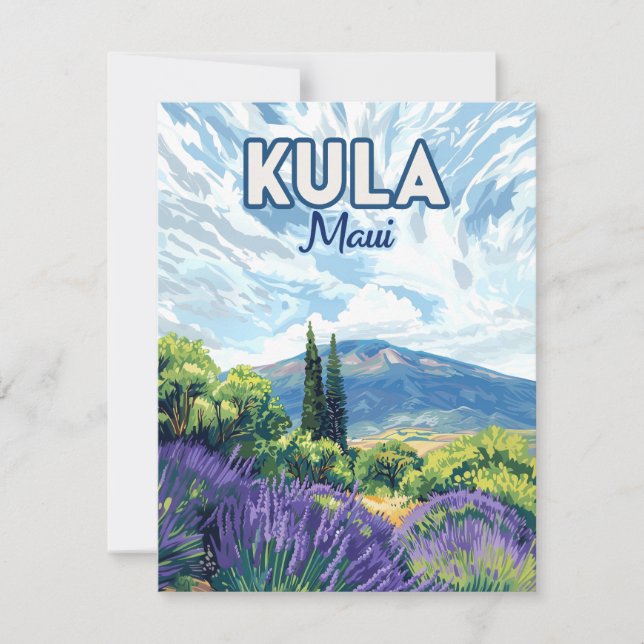 Kula Maui Haleakala Hawaii Lavender Retro Card (Front)