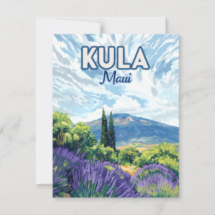 Kula Maui Haleakala Hawaii Lavender Retro Card