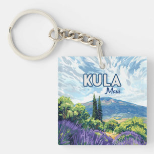 Kula Maui Haleakala Hawaii Lavender Retro Keychain