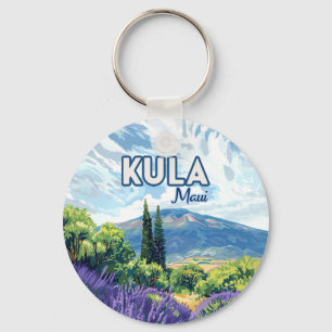 Kula Maui Haleakala Hawaii Lavender Retro Keychain