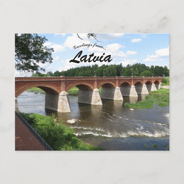 Kuldiga Brick Bridge Latvia Postcard (Front)