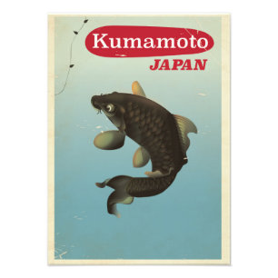 Kumamoto Japan vintage style travel poster