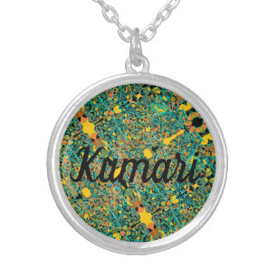 Kumari abstract art cursive silver plated necklace