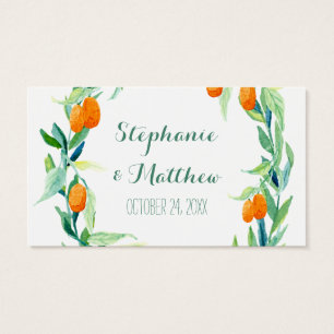 Kumquat Laurel Leaf Wreath Wedding Favour Gift Tag