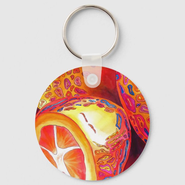 Kumquats orange citrus watercolour fruit art keychain (Front)