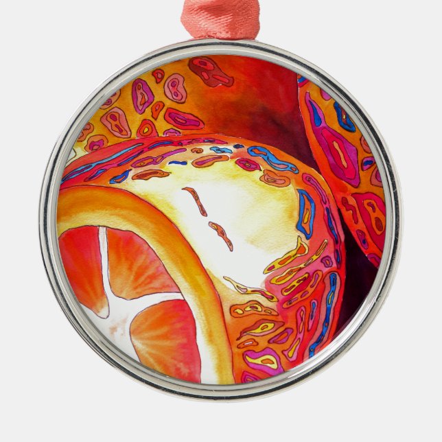 Kumquats orange citrus watercolour fruit art metal ornament (Front)