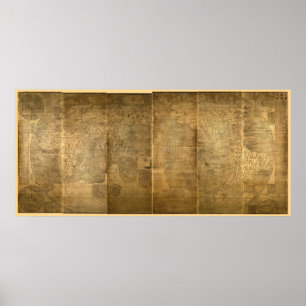 Kun yu wan guo quan tu (World Map 1602) by Ricci Poster