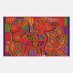 Kuna Indian Baby Elephant - Mola Folk Art Sticker