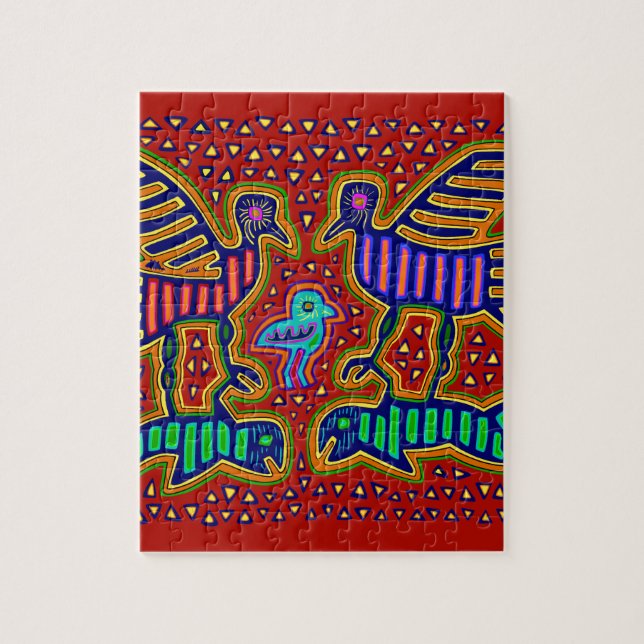 Kuna Indian Birds with Fish Jigsaw Puzzle (Vertical)