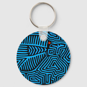 Kuna Indian Blue Bird Keychain