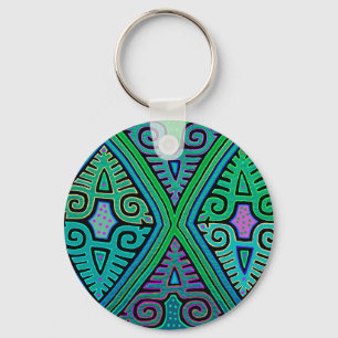 Kuna Indian Diamond Mola Keychain