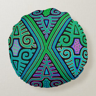 Kuna Indian Diamond Mola Round Pillow