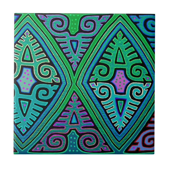 Kuna Indian Diamond Mola Tile (Front)