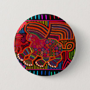 Kuna Indian Friendly Dragon Mola 2 Inch Round Button