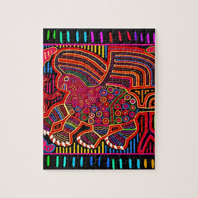 Kuna Indian Friendly Dragon Mola Jigsaw Puzzle (Vertical)