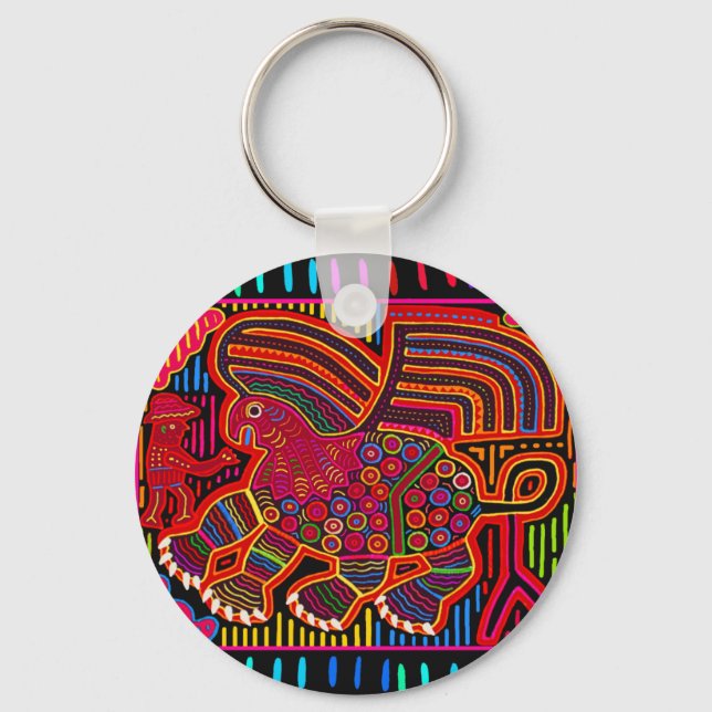 Kuna Indian Friendly Dragon Mola Keychain (Front)